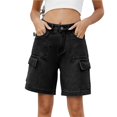 thumbnail image 1 of Las mujeres Y2K cintura alta 6 bolsillos pantalones cortos verano Jorts Casual lavado herramientas pantalones vaqueros pantalones cortos, 1 of 7