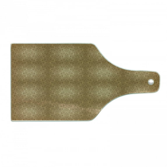 Abstract Cutting Board, Floral Pattern with Strokes Dots and Curves Composition Retro, Decorative Tempered Glass Cutting and Serving Board, in 3 Sizes, by Ambesonne
