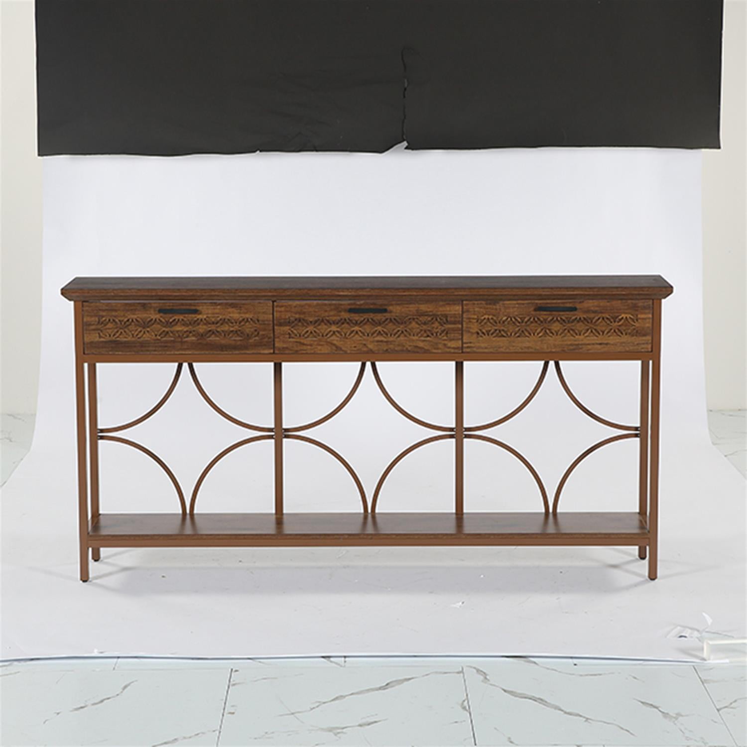 Demi Bonn 70.9" Console Table, Long Entryway Table Accent Table with Storage Drawers, Foyer Display Table, Brown