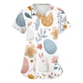 thumbnail image 2 of Garbnen Scrub Top Women Easter Rabbit Egg Nursing Uniforms Short Sleeve V Neck Plus Size Workwear Women with Pocket S-5XL, 2 of 5