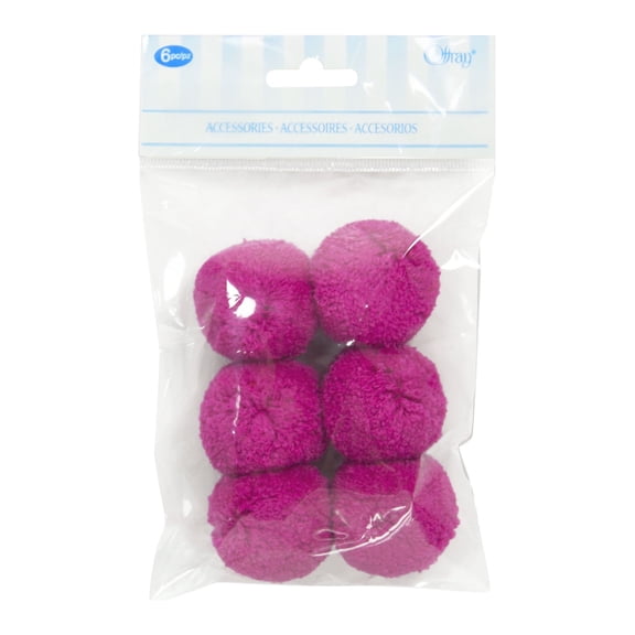 Offray 6pc Pom Pom Pink