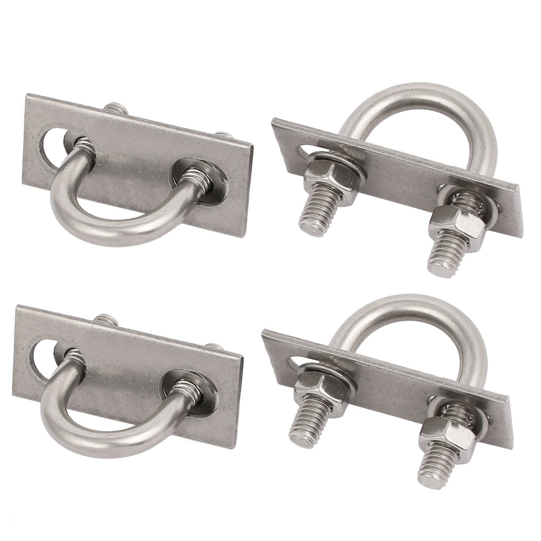 4pcs M6x25mm 304 Stainless Steel Round U Screw Plate with Flat Washer and Hexagonal nut