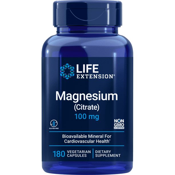 Life Extension Magnesium Citrate 100mg, 180 Vegetarian Capsules ...