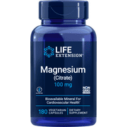 Life Extension Magnesium Citrate 100mg, 180 Vegetarian Capsules