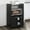 Black, variant on Kings Brand Furniture  Ayla 2-Door Kitchen Microwave Cart with Shelfs for Storage, White