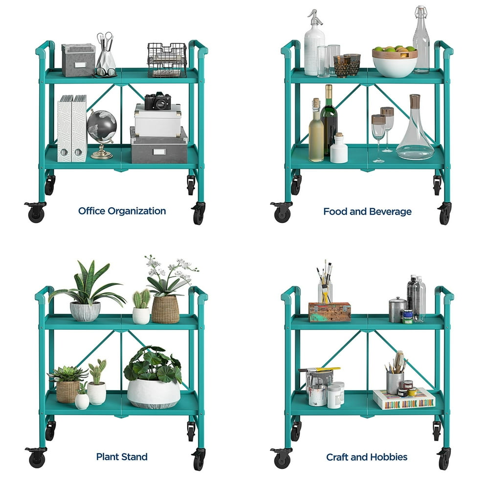 Cosco Folding Serving Cart, Multiple Colors Teal
