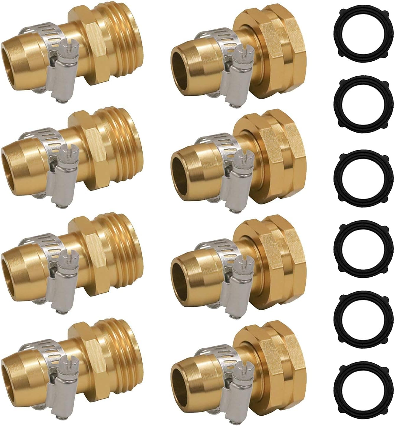 Garden Hose Aluminum Repair Kit 4 Inch Twist Brass Jet Nozzle Bundle