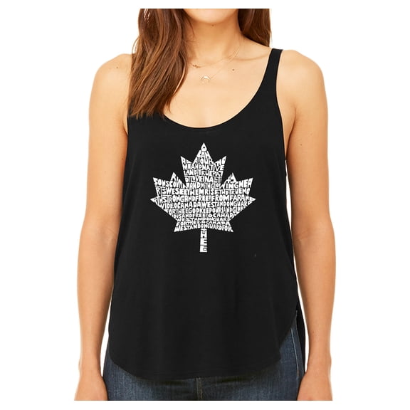 LA Pop Art Women's Premium Word Art Flowy Tank Top - CANADIAN NATIONAL ANTHEM