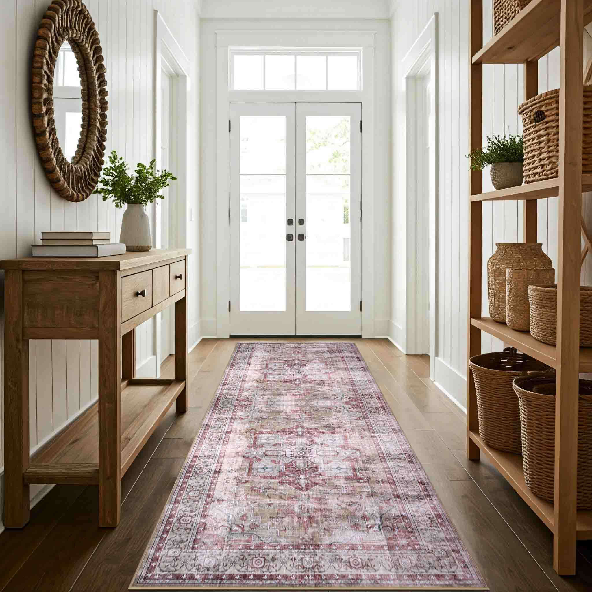 Delara 2.5'x10' Machine Washable Area Rug, Soft & Durable, Non-Slip, Stain Resistant, Desert Rose, for Bedroom, Living & Dining Room