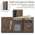 thumbnail image 6 of Compatible with Samsung Galaxy Z Fold 5 Removable 2 in 1 Wallet Case,Retro Premium PU Leather Cell Phone Back Cover Magnetic Detachable Trifold Wallet Credit Card Cash Holder Kickstand Case,Coffee, 6 of 12