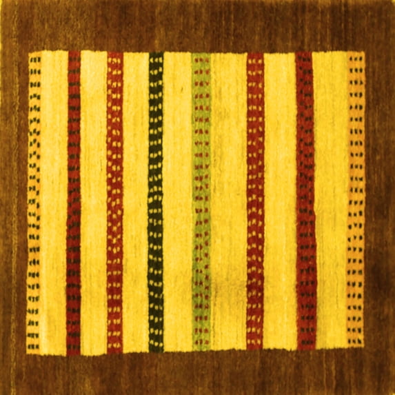 Ahgly Company Machine Washable Indoor Square Persian Yellow Traditional Area Rugs, 7' Square