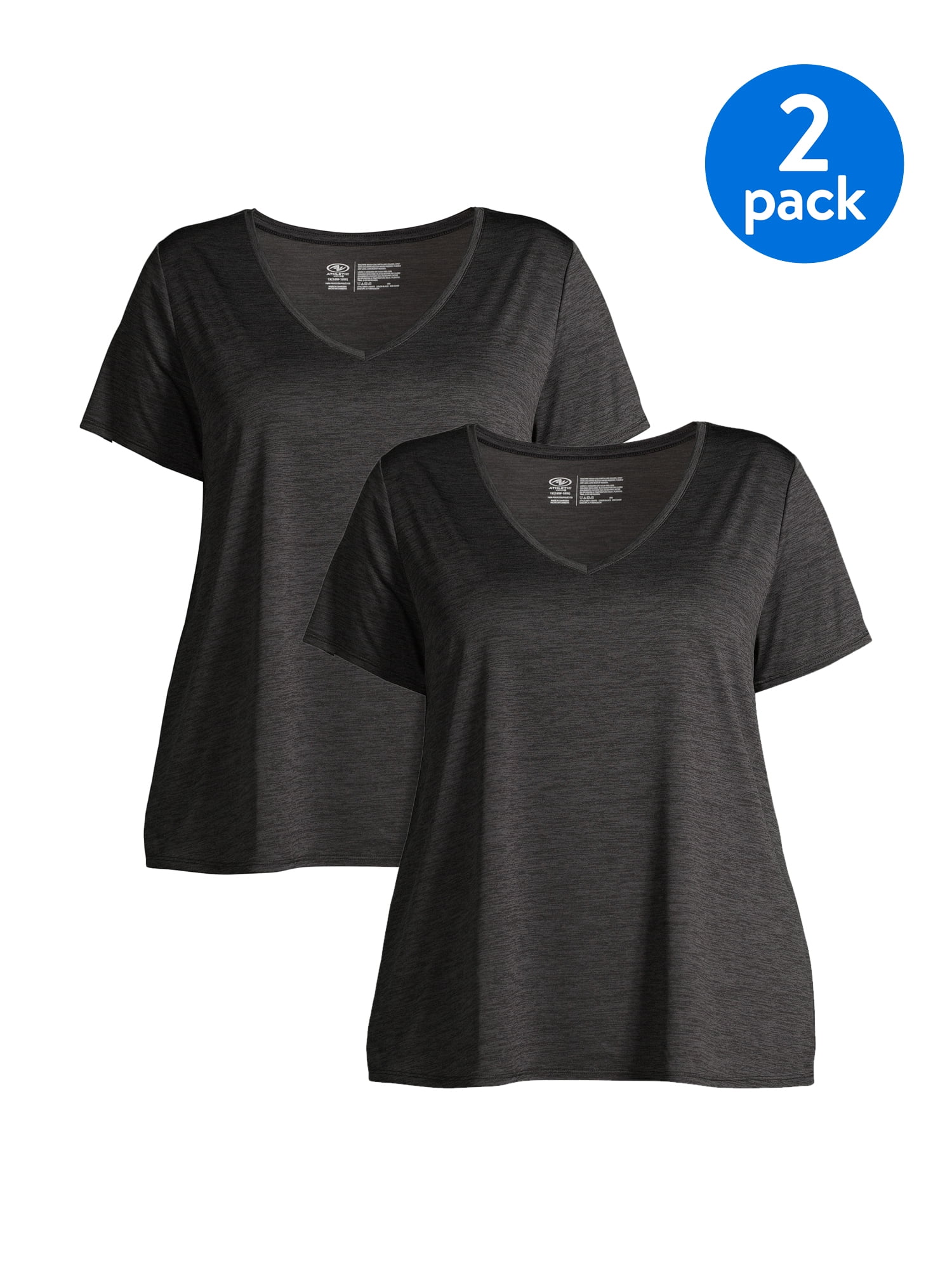 Athletic Works Women's Plus Size Active VNeck TShirts, 2Pack
