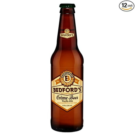 Glass Bottle Iconic Old-Time Brand Soda 12 oz 12 Pack Bundled by Louisiana Pantry (Bedford's Creme Beer)