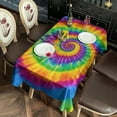 thumbnail image 2 of Rainbow Tie Dye Mandala Pattern Rectangle Tablecloth 60"x102",Waterproof Polyester Rectangle Table Cloth, Wipeable Spillproof Polyester Tablecloth for Dining, Camping, Indoor and Outdoor, 2 of 5