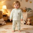 thumbnail image 6 of TOWED22 Baby Boy Clothes Letter Print Sweatshirt Pullover Top Jogger Pants 2Pcs Toddler Boy Cowboy Fall Winter Outfits Size:80,Color:Green, 6 of 8