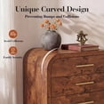 thumbnail image 3 of Vintagearth Nightstand Set of 2, 26.7" Tall Modern Curved Bedside Table, FSC-Certified Wood End Table, 3 Drawer Storage, Dark Burl, 3 of 10