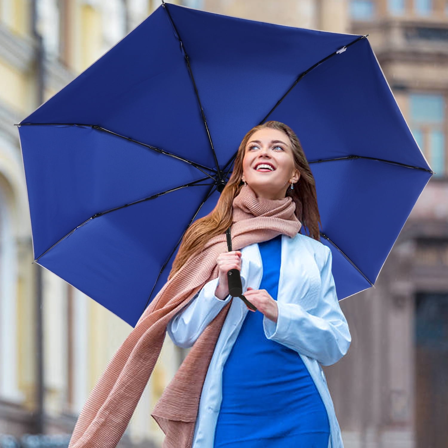 G4Free UPF 50+ UV Protection Large Travel Umbrella 42/46 Inch Auto Open Close Windproof Sun Blocking Umbrella
