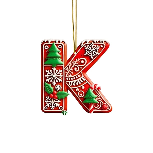 26 Piezas De Letras Rojas Para Decorar El Árbol De Navidad, Letras Con Bastones De Caramelo Y Diseño De Bayas, Mini Adornos Colgantes Con Letras, Para Fiestas Y El Hogar, Acrílico 2D Para El Árbol D