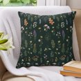 thumbnail image 3 of Pillow Covers 20x20 Set of 2, Dark Green Botanical Wildflowers Throw Pillow Covers Decorative Couch Cushion Cover, Rustic Floral Microfiber Soft Square Pillowcases for Bedroom Living Room Sofa, 3 of 9