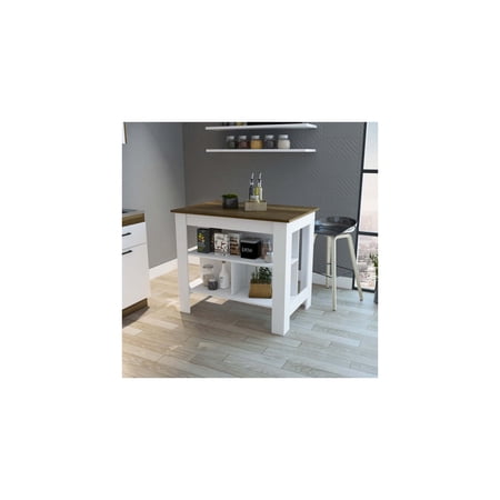 FM FURNITURE Brooklyn Kitchen Island Three Concealed Shelves