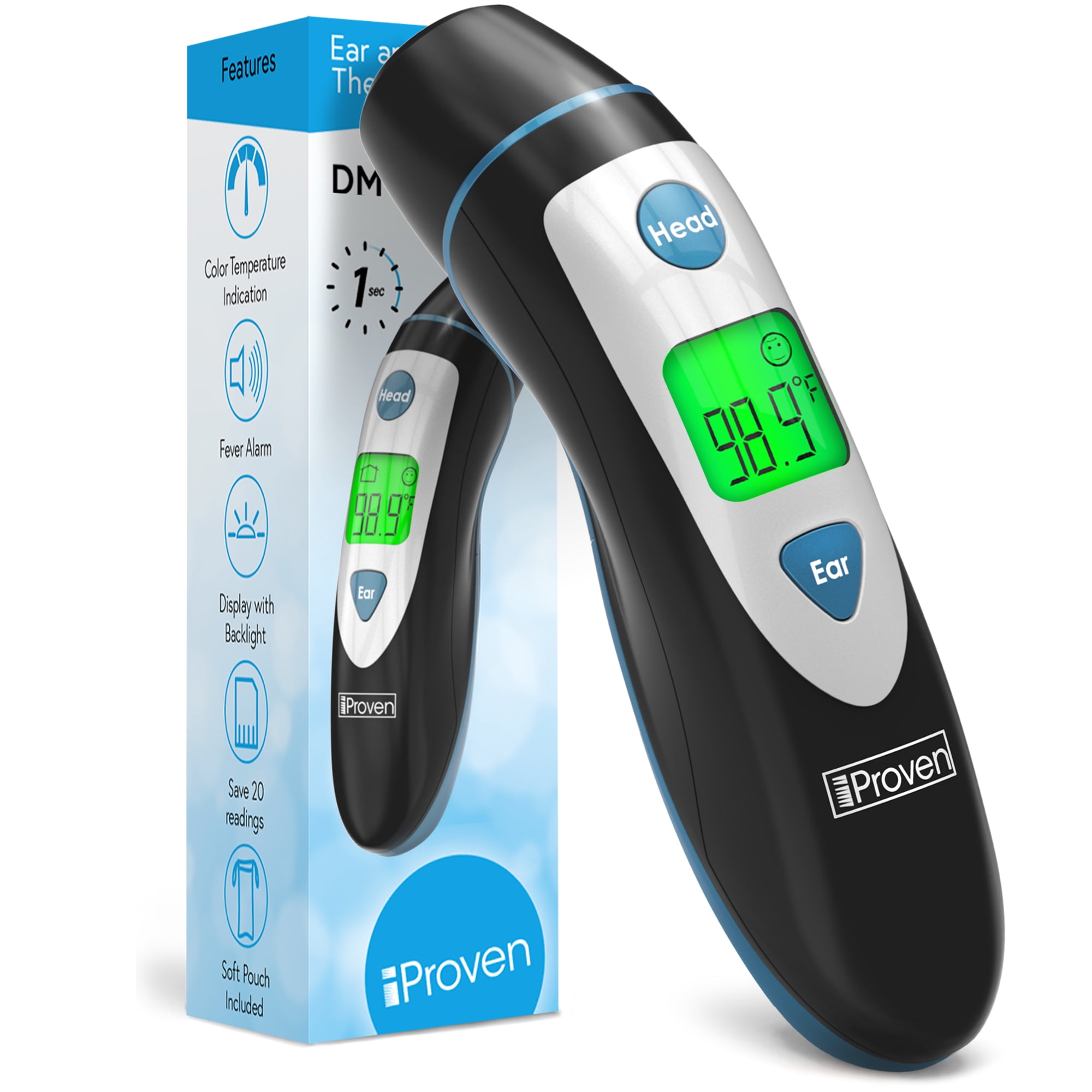 Forehead and Ear Thermometer iProven DMT489 Black edition Walmart