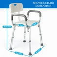 thumbnail image 5 of Yeshouse Shower Chair for Inside Shower, Shower Chair for Inside Shower with Arms and Back, 350 lb Capacity, Adjustable Height, Non-Slip Seat with Padded Armrests & Back, White, 5 of 7
