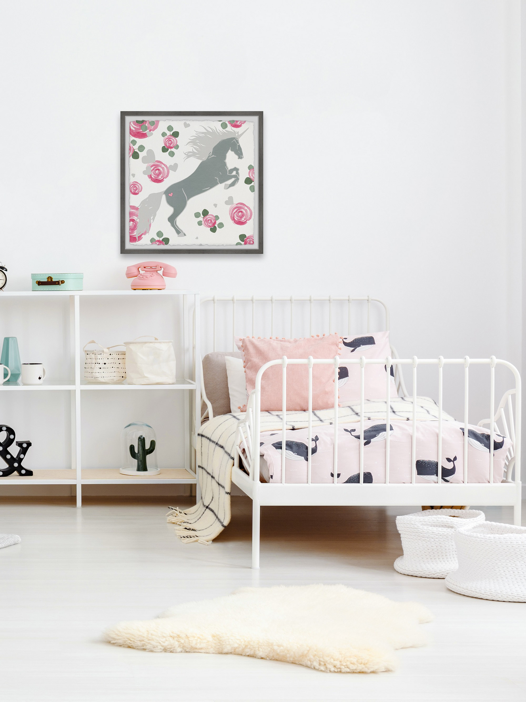 Marmont Hill Rose Unicorn Framed Wall Art