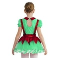 thumbnail image 2 of Haitryli Kids Girls Christmas Elf  Dress Puff Sleeve Tutu Dress Figure Skating Dance Leotard Green 14, 2 of 6
