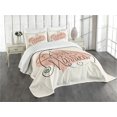 thumbnail image 3 of Ambesonne Modern Quilted Bedspread Set 3 Pcs, Just Married Tulip Heart, Queen Size, Coral Black White, 3 of 5