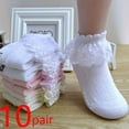 thumbnail image 2 of 10 par/lote de calcetines para niñas y niños, calcetín de malla de princesa con volantes de encaje para niños, calcetín corto transpirable de algodón blanco, rosa y azul para niños pequeños Tan Jianjun unisex, 2 of 2
