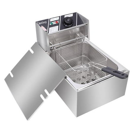 

Commercial Deep Fryer with Baskets & Lids Electric Deep Fryer with Temperature Control Stainless Steel One Countertop Oil Fryer for French Fries Fish Restaurant Home Kitchen