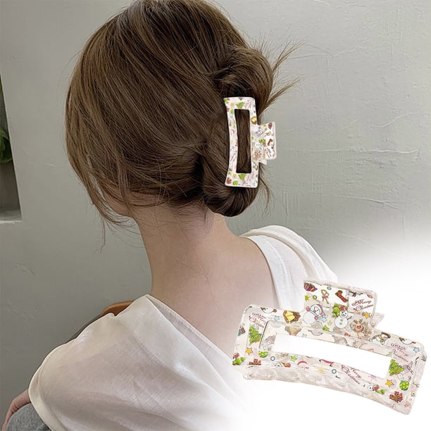 Fiudx Pinza Navideña, Accesorio para Cabello con Diseño Festivo, Pinza Versátil con Forma de Tiburón para Mujer, Material Duradero con Agarre Elegante, Ideal para Regalo Navideño, Ideal para Uso Diar
