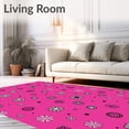thumbnail image 2 of ODIKA 5'x7' Machine Washable Non-Slip Area Rug, Rustic Christmas Spotted with Festive Interlocking Snowflake Accents High Traffic Rug, Pink, 614061, 2 of 7