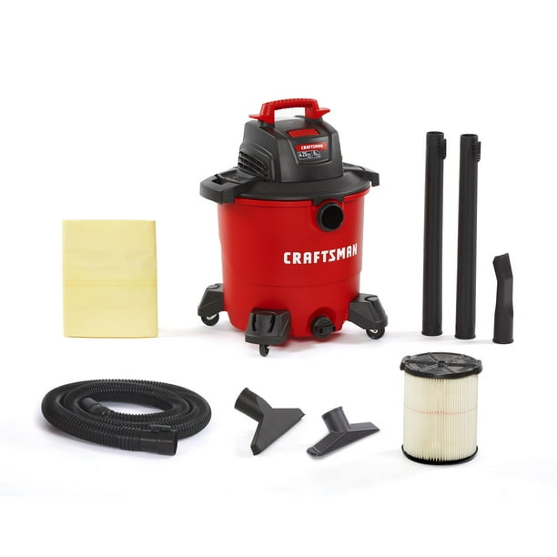 CRAFTSMAN CMXEVBE17590 9 galones 4.25 Pico HP Vaca de Tienda húmeda/Seca, aspiradora portátil para Tienda húmeda y Seca con Filtro, Bolsa de Polvo, Manguera y Accesorios para el hogar, cochera y