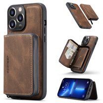 Decase Card Holder Case Compatible with iPhone 15 Pro Max (6.7"-inch 2023),Shockproof PU Leather Magnetic Detachable Wallet Case Cover with Back Zipper Pocket for Apple iPhone 15 Pro Max - Brown