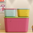thumbnail image 6 of bestolf Storage Box with Handle And Lid Organizer Space Saving Stackable Container for Kitchen Bedroom Dormitory (Yellow S), 6 of 8