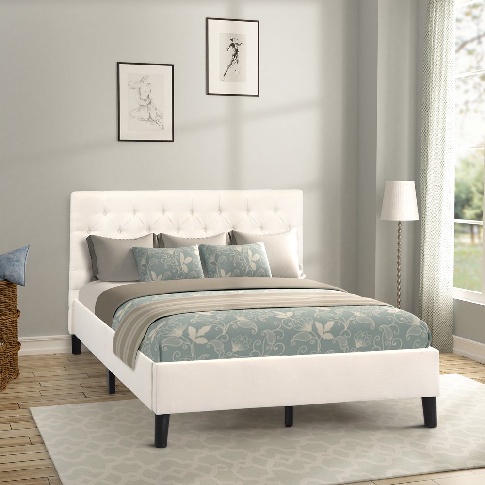 UHOMEPRO Queen Bed Frames for Kids, Heavy Duty Wood Queen Platform Bed