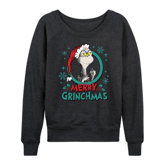 Dr. Seuss The Grinch - Christmas - Merry Grinchmas - Women's Lightweight French Terry Pullover