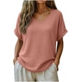 thumbnail image 7 of cocolona Summer Linen Tops for Women V Neck Short Sleeve Shirts Basic Casual Daily Blouses Tee, 7 of 7