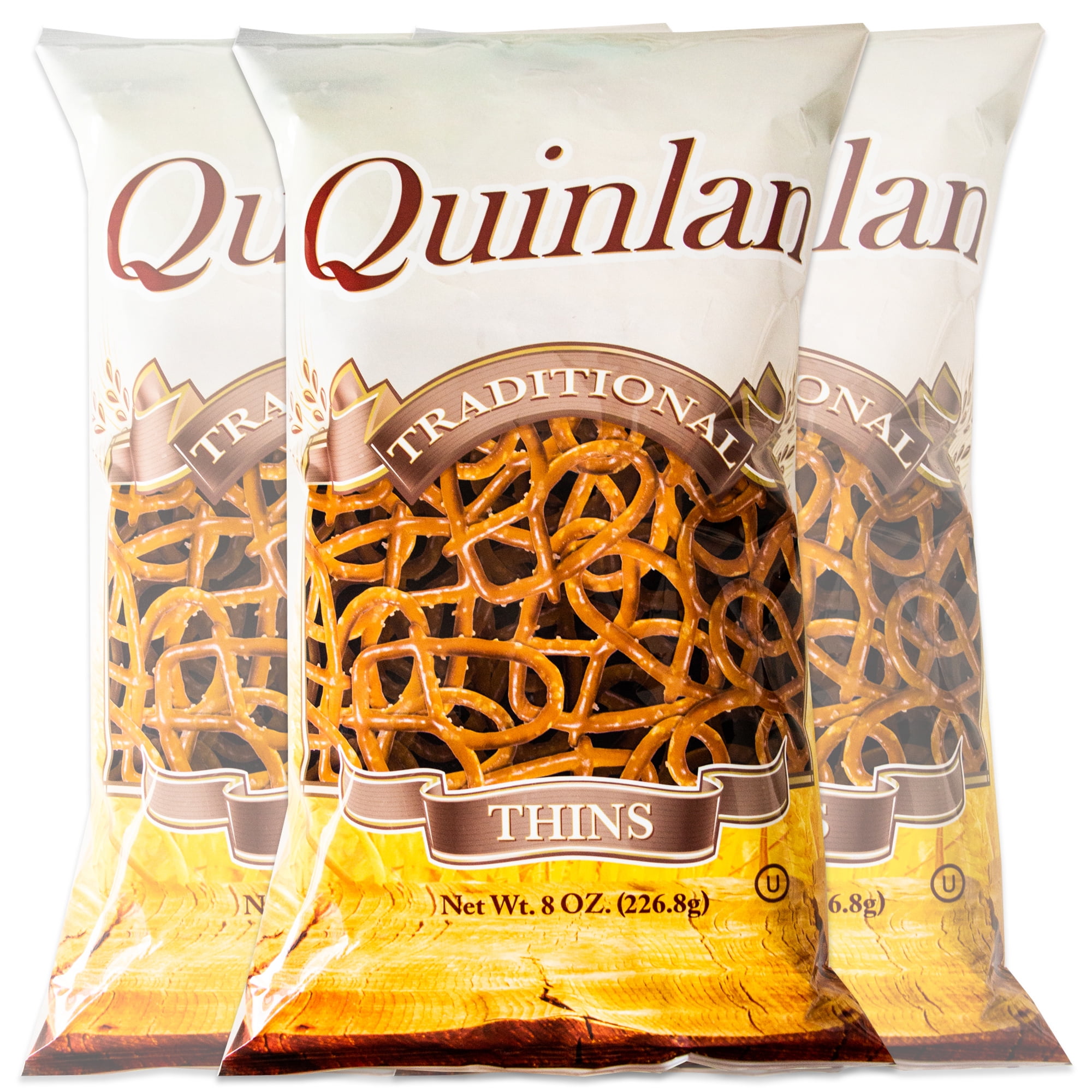 Quinlan Traditional Pretzel Thins Crispy Hearthbaked Style 3, 8oz Bags