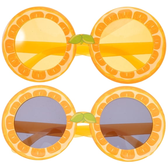 HONMEET 2-Pack Tropical Party Sunglasses Orange Plastic Frame Fruit-Inspired Design Fun Eyewear for Adults