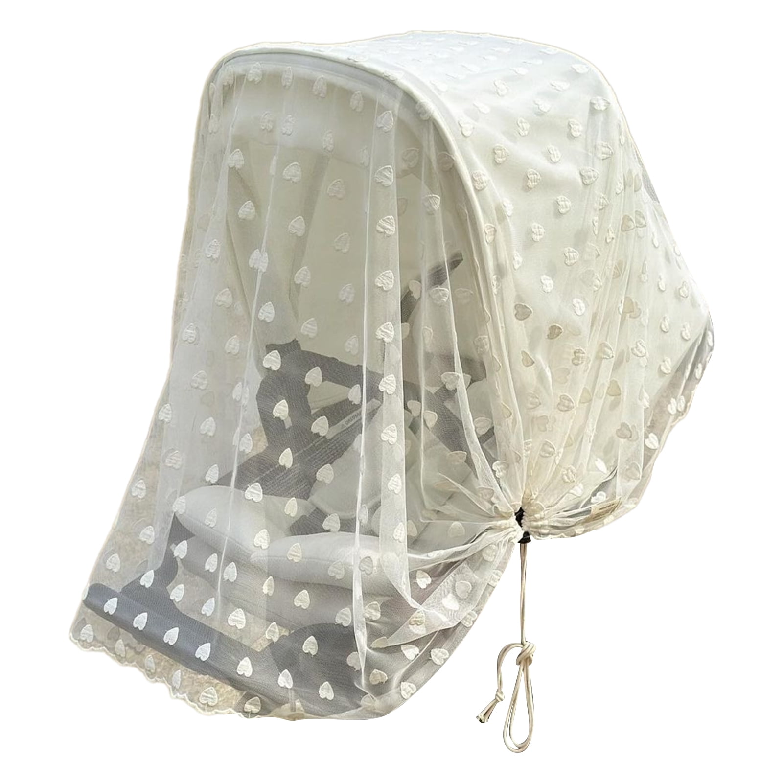 Fly Protective Net Travel Essential Baby Gear Heart Embroidery Pram Net Guard for Strollers and Carrycot