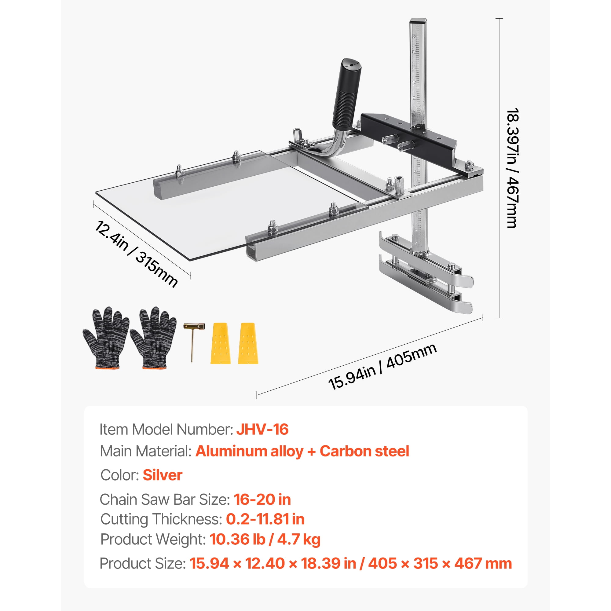 KFFKFF Portable Chainsaw Mill, Adjustable Sawmill for 16-20 in Bars, Wood Cutting Guide with Shield, 0.2-11.81 in Cutting Depth, Timber Milling Kit for DIY Woodworkers