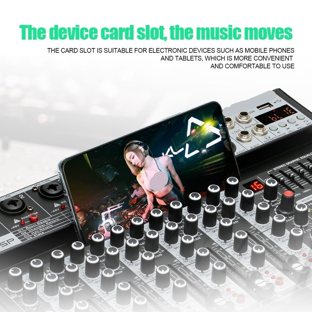 2Pcs Professional 4-6-Channel Mixer with USB MP3 Player Mixing Console Of DJ Console Mixer