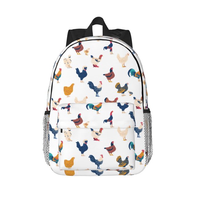 Lukts Various Rooster Pattern 15 Inch Student Backpack, Waterproof Laptop Backpack with Adjustable Shoulder Straps, Lightweight Travel, Campus Backpack, Unisex