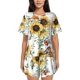 thumbnail image 1 of Balery Sunflowers Leaves And Birds Conjunto de Pijama para Mujer con Estampado, Dos Piezas de Manga Corta y Shorts, Ropa de Dormir Suave con Cuello Redondo y Bolsillos-X-Large, 1 of 6