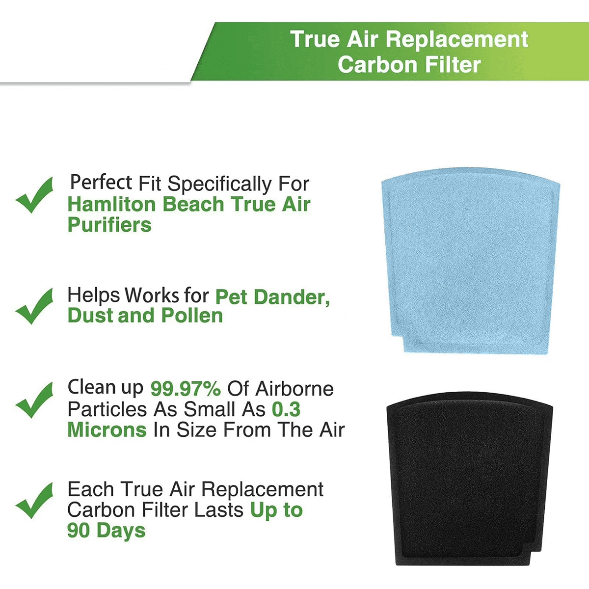 True Air Replacement Carbon Filters Compatible with Hamilton Beach Pet TrueAir Purifier Odor Eliminators Model 04384,04386,04532GM,04530G,04530GM & 04531GM,Compared to part #04234G (6-Pack)