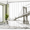 thumbnail image 4 of New York Shower Curtain, Digital Drawn Brooklyn Bridge Unusual Graffiti Style Old Urban Cityscape Print, Cloth Fabric Bathroom Decor Set with Hooks, 48" W x 72" L, Brown White, 4 of 4