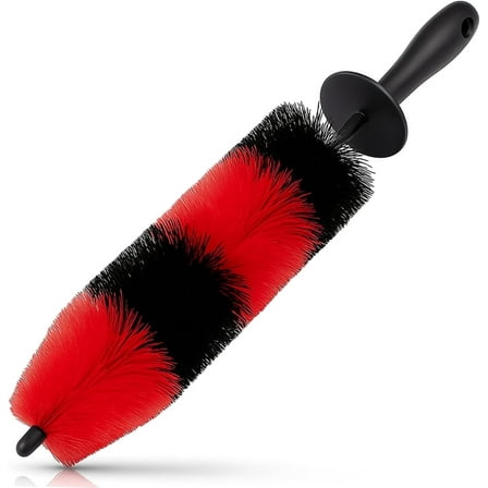 TAKAVU Master Wheel Tire Brush, Rim Detailing Brush Long Soft Bristle, for Car Motorcycles (Red)