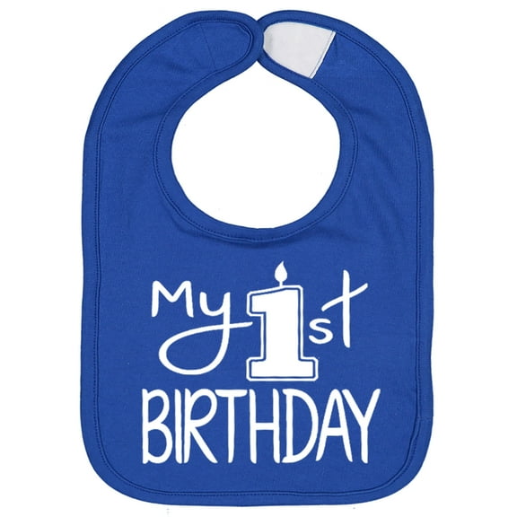 Aiden's Corner Handmade Cute Baby Boy Girl First Birthday Smash Cake Bibs - My 1st Birthday Bib (White Royal)
